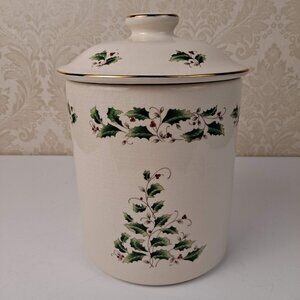 Royal Limited Holly Holiday Pattern Cookie Jar Christmas Kitchen Serving EUC